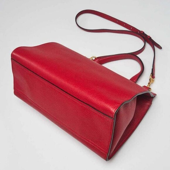 Gucci Red Pebbled Leather Marmont Top Handle Bag - Picture 3 of 12